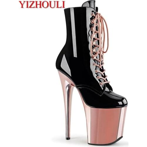 8 inches, sexy knight ankle boots, womens high heels, plating waterproof platform, 20 cm pole dance, banquet performance boots