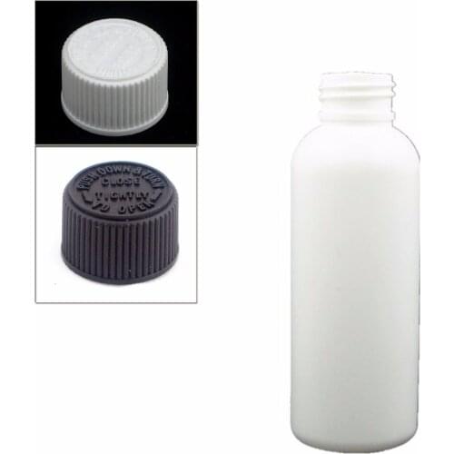 100ml empty white plastic pe bottle with black/white child resistant caps,safety lid X 10