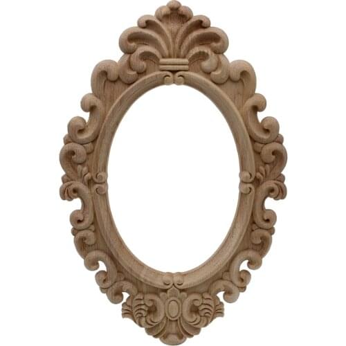 RUNBAZEF New Unpainted Wood Carved Wave Flower Onlay Decal Corner Applique For Home Decoration Furniture Decor Decorative Long