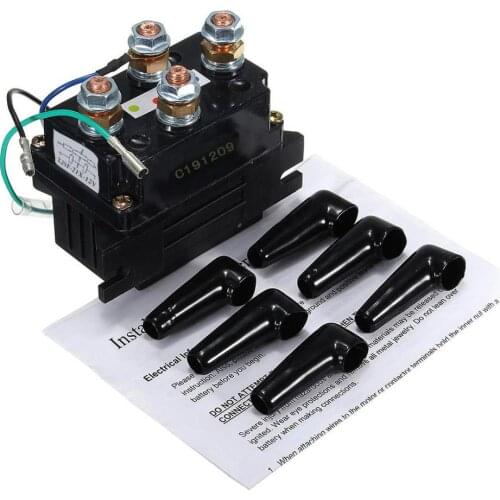 400A Black Winch Relay Solenoid DC 12V Car Vehicle ATV Truck With 6 Pattern Protection Caps 21X #273101