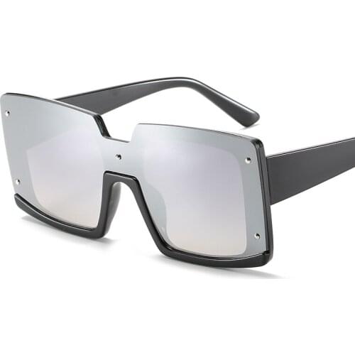 Large Square Womans Sunglasses Woman And Man Multi-rivet Thick Frame Conjoined Piece Sun Glasses