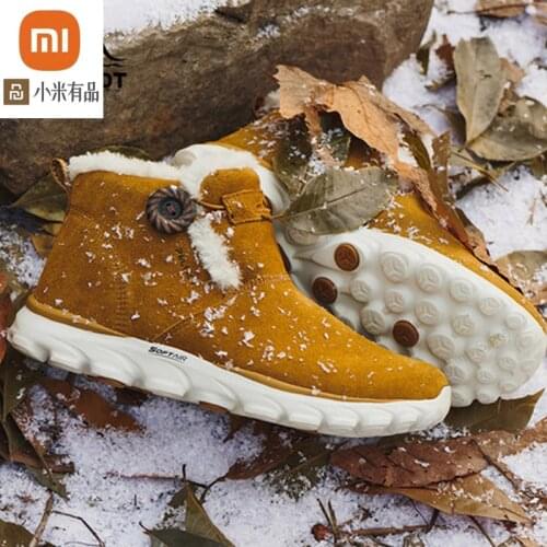 Xiaomi Outdoor leather snow boots for men and women winter warm plus velvet non-slip boots lightweight wear sports shoes