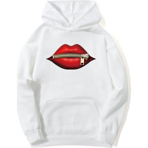 Girl Dandelion Spring Hoodie Female Winter Creativity zipper Lips Sweatshirt Drop Shipping Women Sequins Red Lip Pink Sweatshirt
