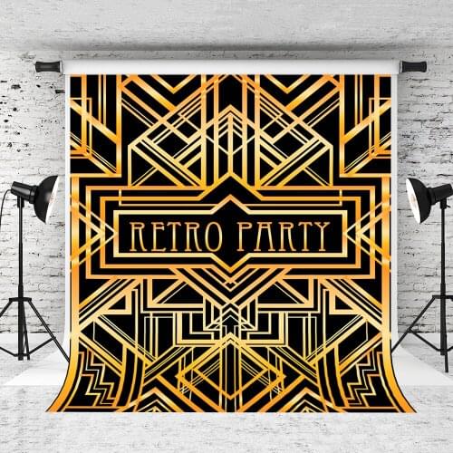 VinylBDS Birthday Photography Backgrounds Customize Stage Photo Backdrops Gold And Black Photography Backdrop Magical Background