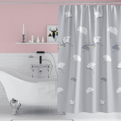 Ginkgo Biloba Printed Shower Curtain Bathing Cover Polyester Simple Modern Leaves Waterproof Eco-Friendly Stocked Home Bathroom