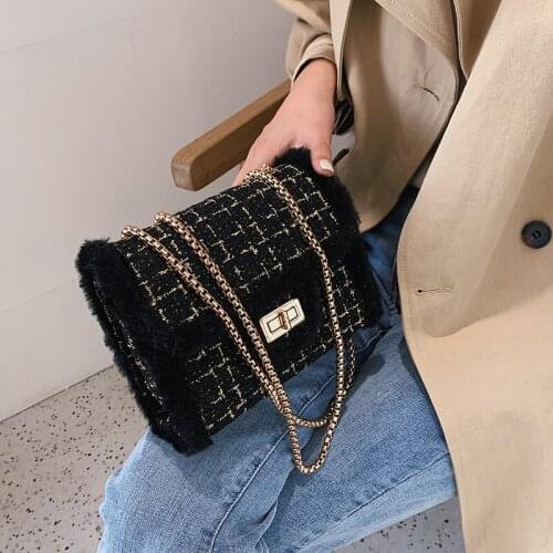 S.IKRR Winter Tweed Crossbody Bags For Women 2020 Chain Handbag New Brand Female Shoulder Messenger Bag Luxury Small Womens Bag