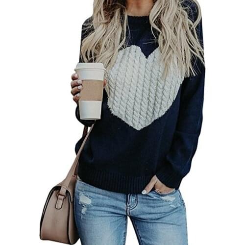 Brand 2018 Love Pullovers Women Hollow Out Knitted Womens Sweater Long Sleeve Jumpers Women Warm Pull Femme Chrismas Sweater