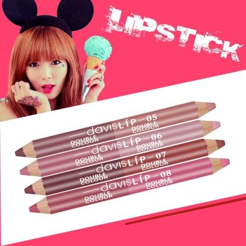 1PC Long Lasting Matte Double Color Lip Liner Moisturizer Lipstick Waterproof Lip Stain Pencil Glitter Cosmetic Women Cosmetic T