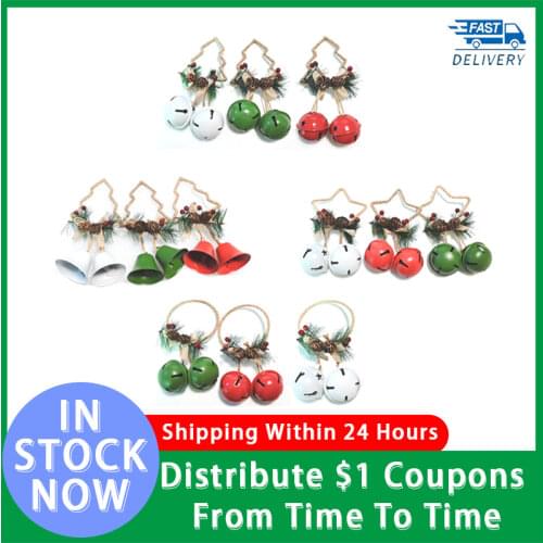 Christmas Tree Creative Red Green And White Bell Pendant/Metal Horn Bells Crafts/Painted Ornament Accessories/XMAS Decoration