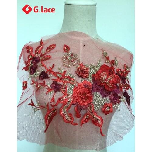 GLACE 2pcs/Lot 5styles DIY craft material embroidery lace nail bead flower wedding dress decoration cloth accessoriesTX457