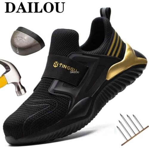 2021 Safety Shoes Men Steel Toe Cap Work Safety Shoes Sneakers Male Lightweight Work Boots Men Indestructible Work Shoes Male