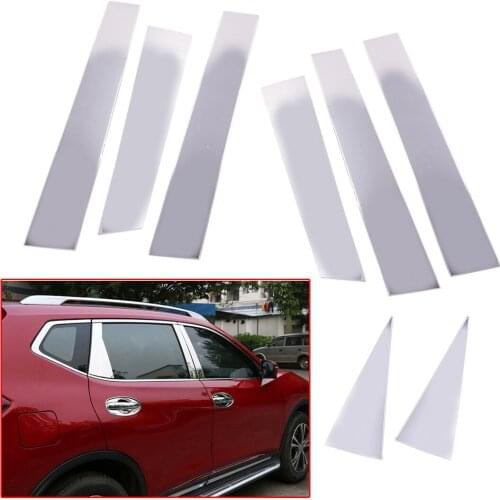 8Pcs/Set Car Door Pillar Post Cover Trim Chrome Stainless Steel Fit For Nissan Rogue 2014 2015 2016 2017 2018 2019 2020