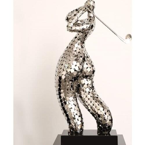 Abstract figure sculpture hotel sales department lobby decoration golf decoration stainless steel artwork