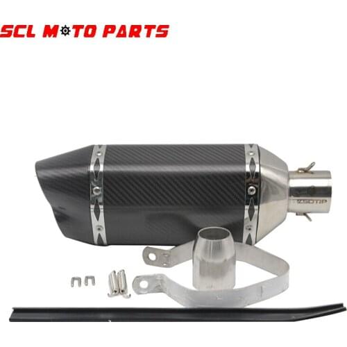 ALconstar-Motorcycle Exhaust Modified Scooter Muffler Carbon Fiber Exhaust Pipe Middle Pipe Two Holes Easy to Install