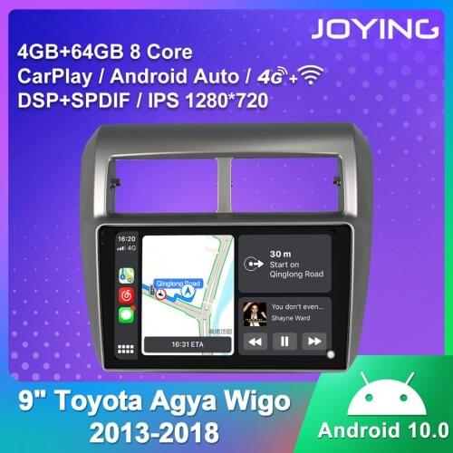 JOYING Android 10.0 9 Inch Android Car Stereo 4GB RAM 64GB ROM Support DAB+/DVR/OBD/TPMS Carplay For Toyota Agya Wigo 2013-2018