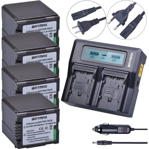 Batmax 4pc VW-VBG260 VW VBG260 battery +1 Ultra Fast 3X faster Dual Charger for Panasonic AG-HMC154ER AG-HMC154GK AG-HMC154P