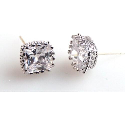 MOODPC Free shipping Ladies Noble Luxury Stud Earrings WAAA+ Square Cubic Zirconia Stud Earrings Fashion Earrings