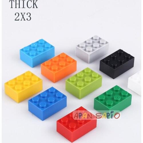 80PCS/lot DIY Building Blocks Thick 2x3Dots Educational Creative Figures Bricks fit 3021 bricks size kids Toys for Children
