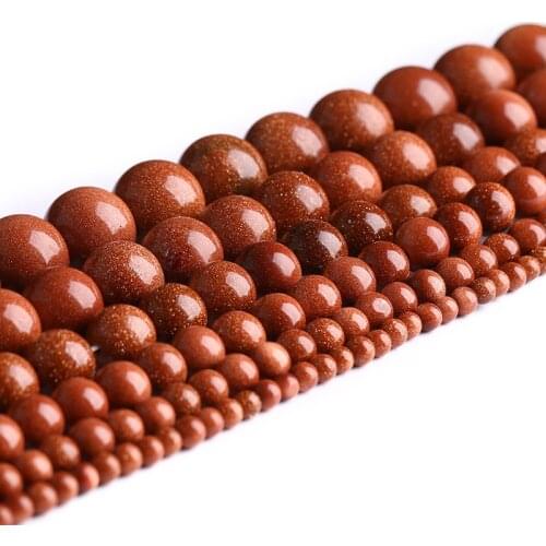 Natural Gold SandStone Golden Sand Round Loose Beads 4 6 8 10 12 MM Pick Size For Jewelry 16" Strand DIY Bracelets and Necklaces