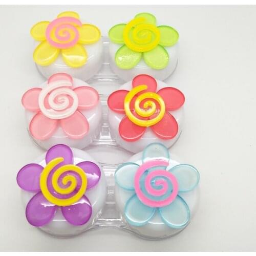 LIUSVENTINA Portable DIY Colourful Flowers Contact Lens Case Box Container for Color Lenses Gift for Girls 10pcs/lot
