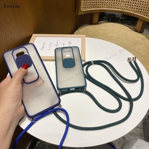 Crossbody Necklace Lanyard Case for Motorola G9 Play E7 Plus Slide Camera Lens Protection Cover for Moto G9 Play Matte Cases