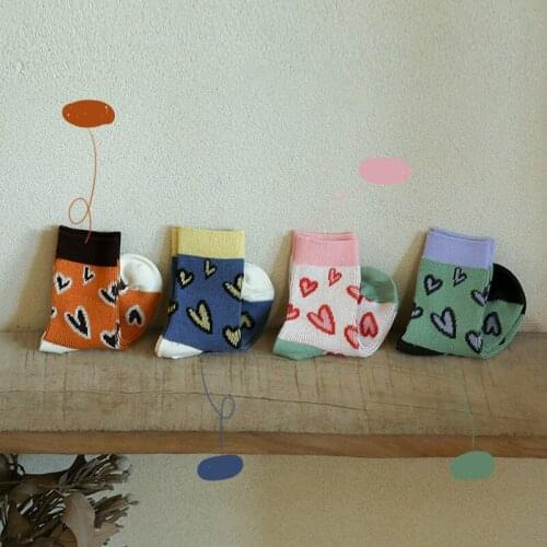 Childrens Socks Cartoon High Elastic Autumn and Winter Warm Soft Love Socks for Boy Girl Cotton Cute Casual
