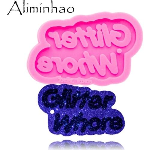 DY0311 Shiny glitter mold Silicone Molds DIY Letter form Keychain pendants epoxy mould silicon Resin Crafting molds
