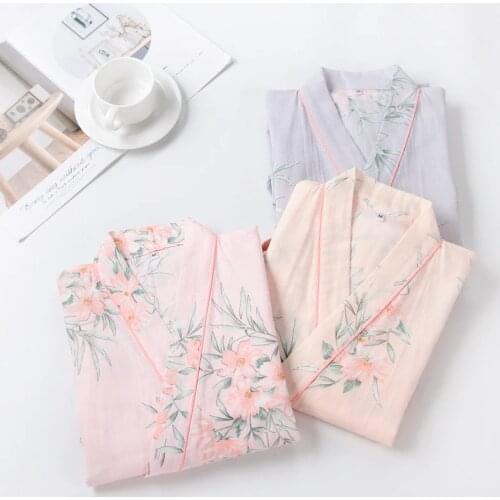 Summer New thin Robe Women Japanese Style bathrobe 100% cotton gauze home Leisure wear Sauna sweat steamed clothes