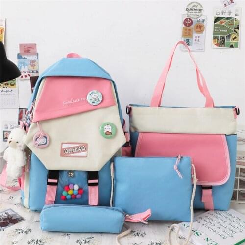4Pcs/set Canvas High Quality Rucksack Women Backpacks School Bags for Teenage Girls Laptop Travel Backpacks Students Book Bags56