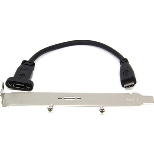 USB 3.1 Type C Male to Female Front Panel Mount Data Extension Cable 16 Core Black 20cm