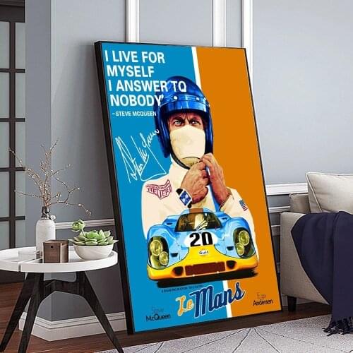 Le Mans Movie Star Living For Myself On Canvas Print Nordic Poster Wall Art Picture For Living Noom Home Decoration Frameless