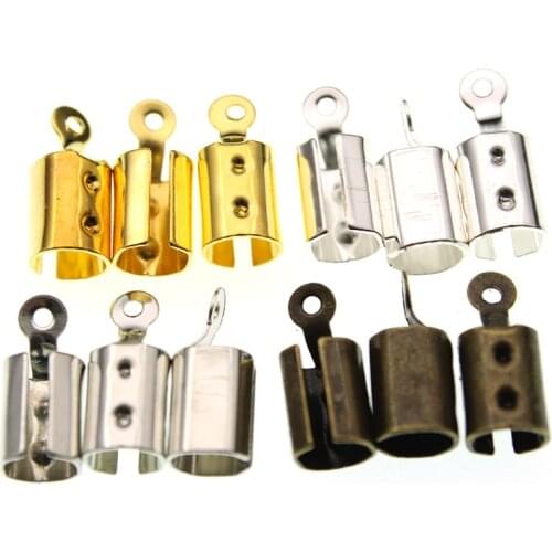 100pcs Leather Cord End Fastener Clasps Crimp Beads fits 4mm Cord, Bracelet Necklace Connectors for Jewelry Making Z651