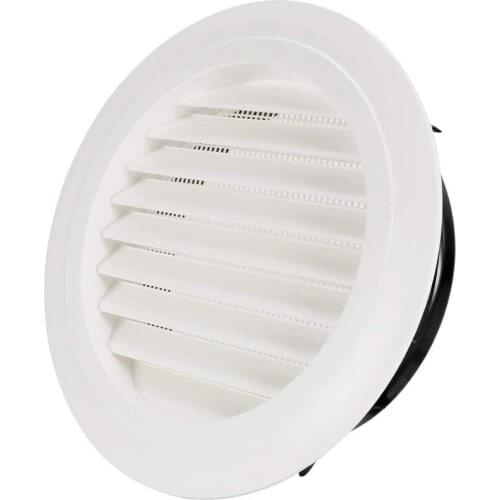 Round Air Vent ABS Louver Grille Cover White Soffit Vent with Built-in Fly Screen Mesh for Bathroom Office Kitchen Ventilation