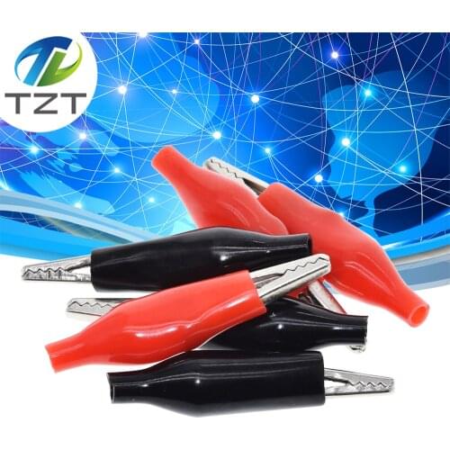 10pcs/lot 28MM Metal Alligator Clip G98 Crocodile Electrical Clamp for Testing Probe Meter Black and Red with Plastic Boot Rated