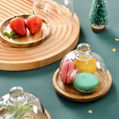 Mini Dessert Serving Stand With Dome Lid Multifunctional Platter Cake Plate For Hotels And Home Deroc Solid Wood And Glass Tray