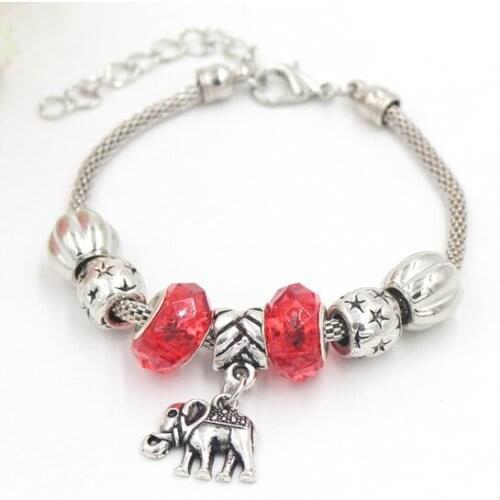 Fashion Fashionable Animal Jewelry, European Bead Style Star Metal Bead Red Bead Elephant Charm Bracelets Jewelry
