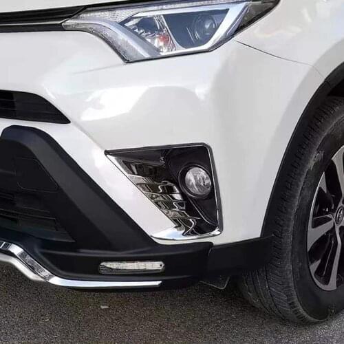 2pcs/set ABS Chrome Fit For Toyota RAV4 2016 2017 2018 Car Front Fog Light Lamp Cover Stickers Molding Bezel Styling Accessories
