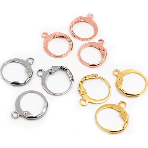 Never Fade) 14x12mm 30pcs/Lot 316L Stainless Steel Gold High Quality Earring Hooks Wire Settings Base Settings Whole Sale