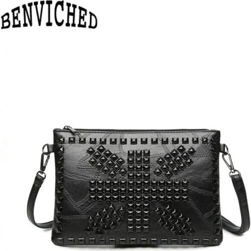 BENVICHED 2021 new black rivet hand bag mobile phone bag fashion wild ladies shoulder bag Messenger bag R330