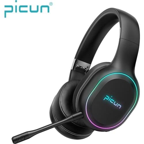 Newest Picun P80S Mobile Games Headphone LED RGB Vibration Gaming Bluetooth Headset Detachable Mic Wireless/Wired Headphones