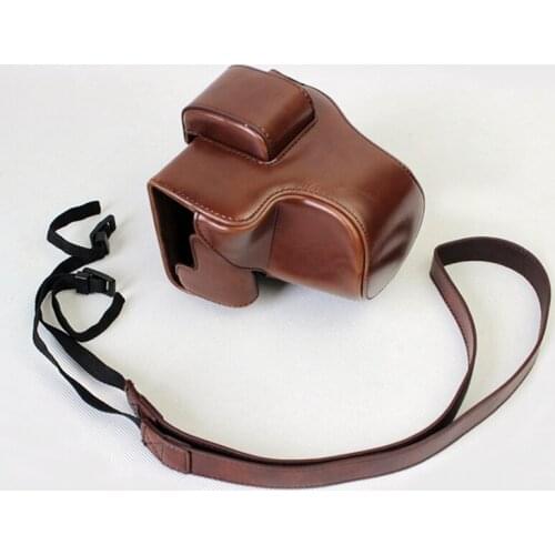 NEW PU Leather Camera Case Bag Cover for DSLR Canon EOS M5 15-45mm With Strap