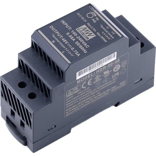 Original Mean Well HDR-30-48 DC 48V 0.75A 36W meanwell Ultra Slim Step Shape DIN Rail Power Supply