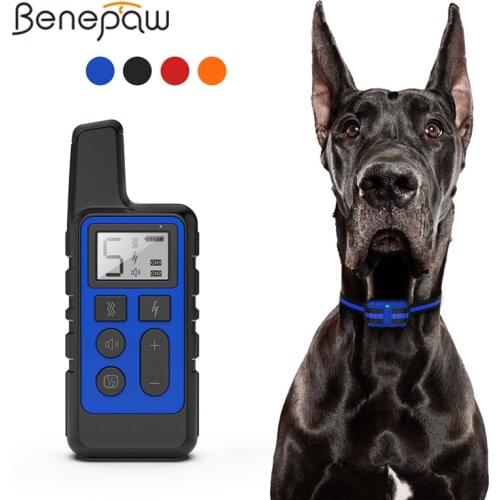 Benepaw Rechargeable Remote Dog Collar Electronic Waterproof Adjustable Level Pet Dog Collar Shock Vibration Beep Barking Alarm