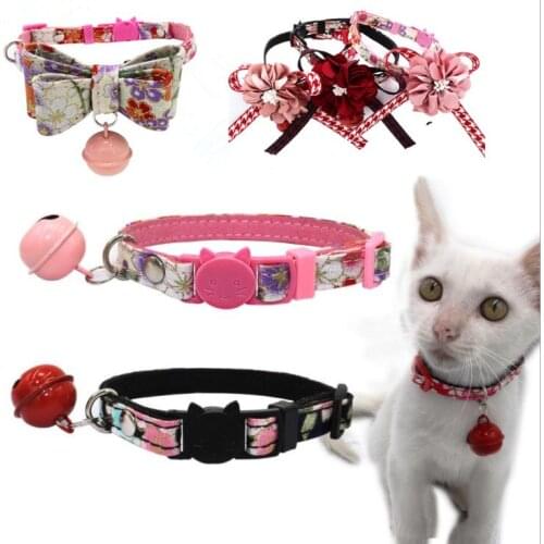 Pet Cat Dog Bowknot Collar With Bell Cats Puppy Necklace Flower Decoration Pets Accessories For Small Medium Dogs Dropship