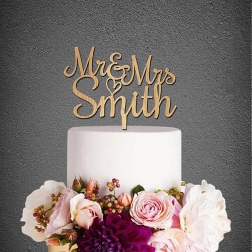 Personalized name Wedding Cake Topper,Mr and Mrs Cake Topper,Wood and Acrylic Wedding Cake Topper,Wedding Decoration Supplies