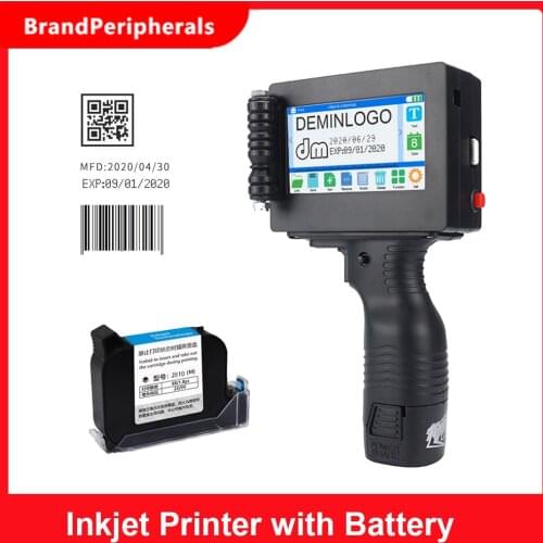 Handheld Printer Inkjet Printer 20 Languages High Definition Inkjet Code Printer with 4.3 Inch LED Touchscreen Quick-Drying