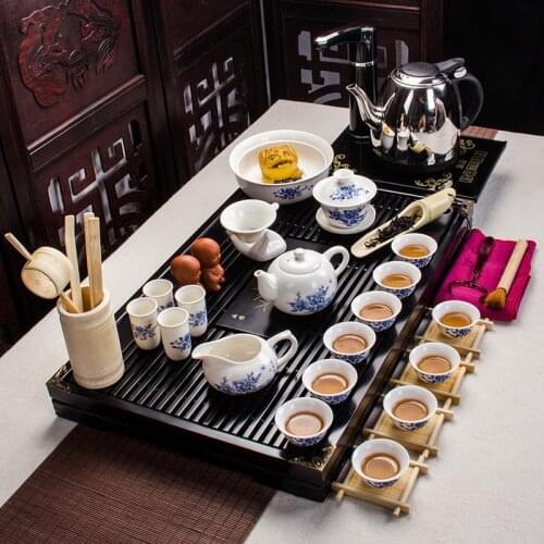 Blue-and-white ceramic Kung Fu tea set, ceramic teapot for business gifts