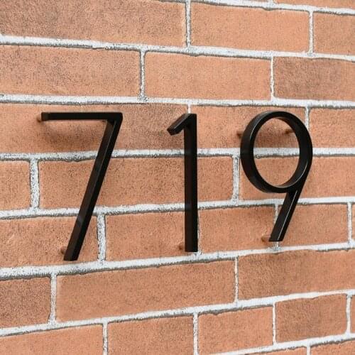 Modern Floating Street Home Address Number Large Contemporary with Elegant and Sophisticated Brushed Finish 5 Inch Black
