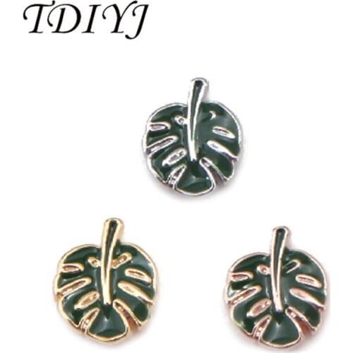 TDIYJ Palm Leaf Slide Charms fit on 10mm Keeper Mesh Wrap Bracelet for Women Gifts Jewelry 6pcs/lot