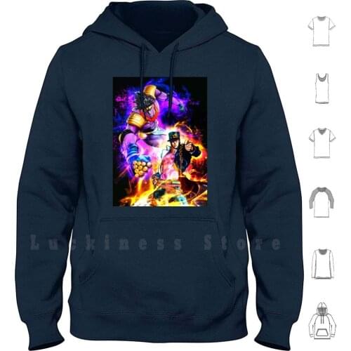Neon Jo Hoodie Long Sleeve Jojos Bizarre Adventure Manga Anime Game Vento Aureo Giorno Giovanna Stand Dio Brando